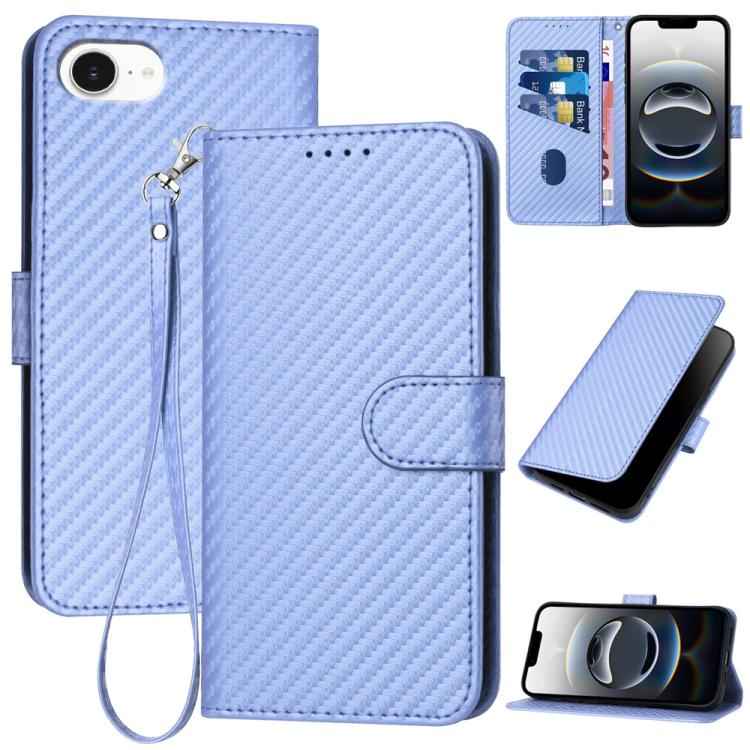 YX0070 Carbon Fiber Buckle Leather Phone Case with Lanyard