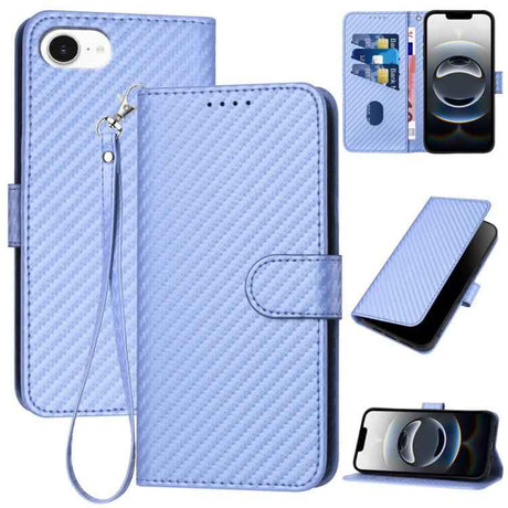 YX0070 Carbon Fiber Buckle Leather Phone Case with Lanyard
