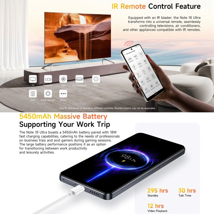 Ulefone Note 18 Ultra, 6GB+256GB, 6.78 inch Android 13, Side Fingerprint,MediaTek Dimensity 720