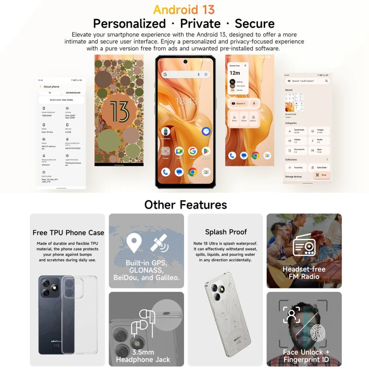 Ulefone Note 18 Ultra, 6GB+256GB, 6.78 inch Android 13, Side Fingerprint,MediaTek Dimensity 720