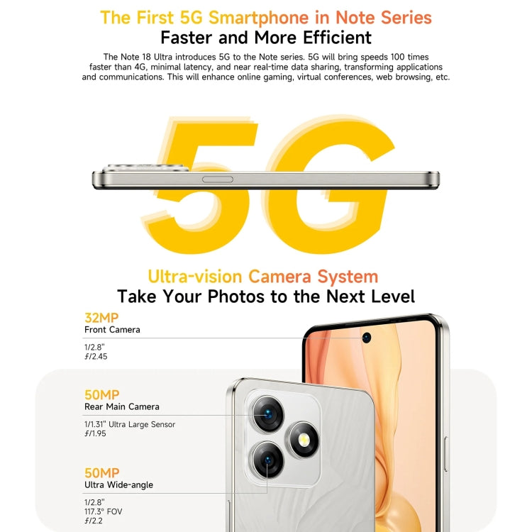 Ulefone Note 18 Ultra, 6GB+256GB, 6.78 inch Android 13, Side Fingerprint,MediaTek Dimensity 720