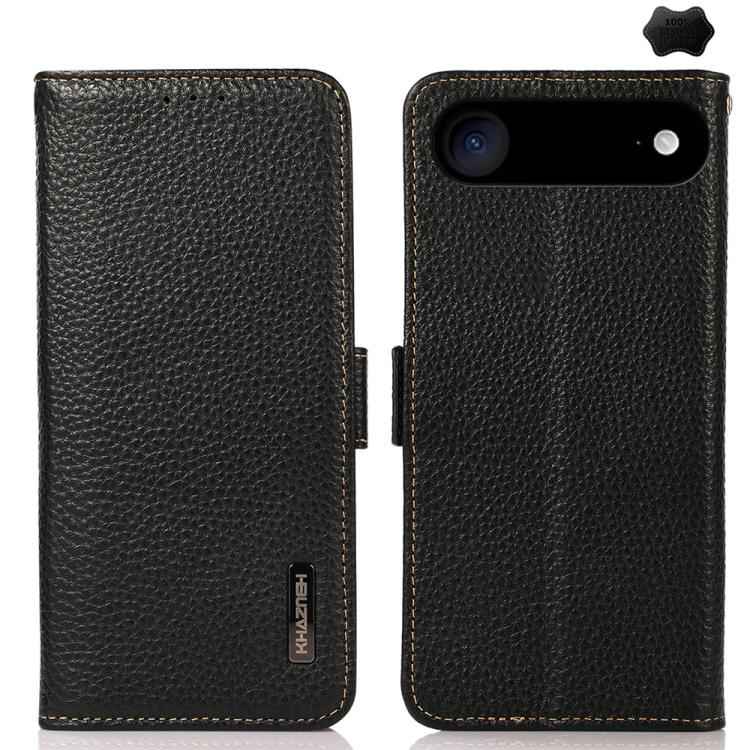 KHAZNEH Side-Magnetic Litchi Genuine Leather RFID Case