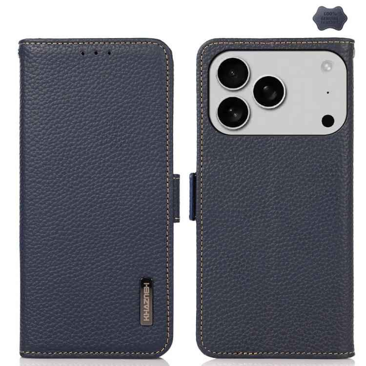 KHAZNEH Side-Magnetic Litchi Genuine Leather RFID Case