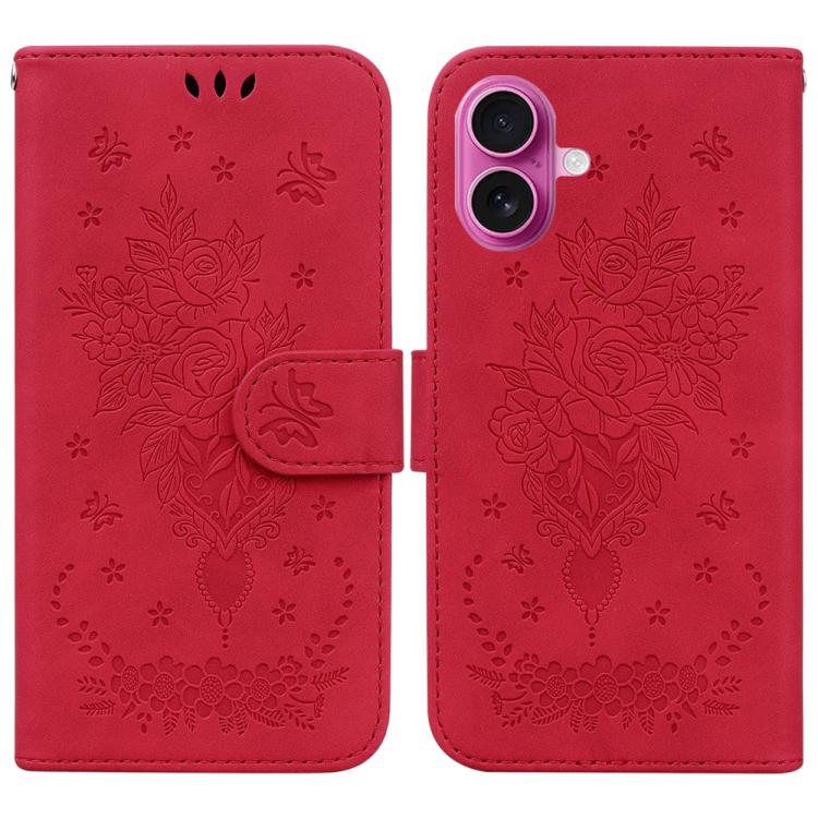 Butterfly Rose Embossed Leather Phone Case