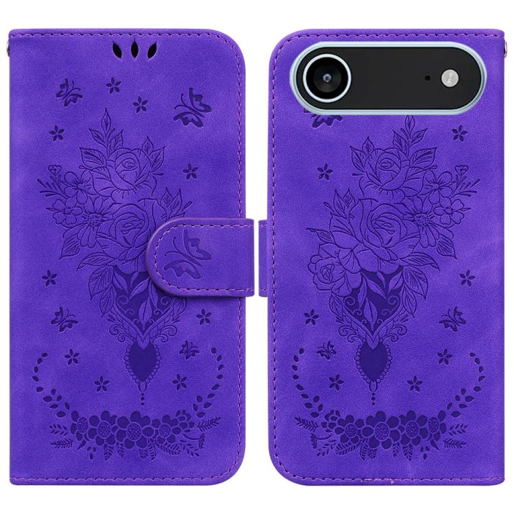 Butterfly Rose Embossed Leather Phone Case
