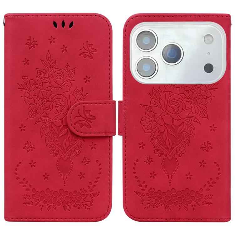 Butterfly Rose Embossed Leather Phone Case