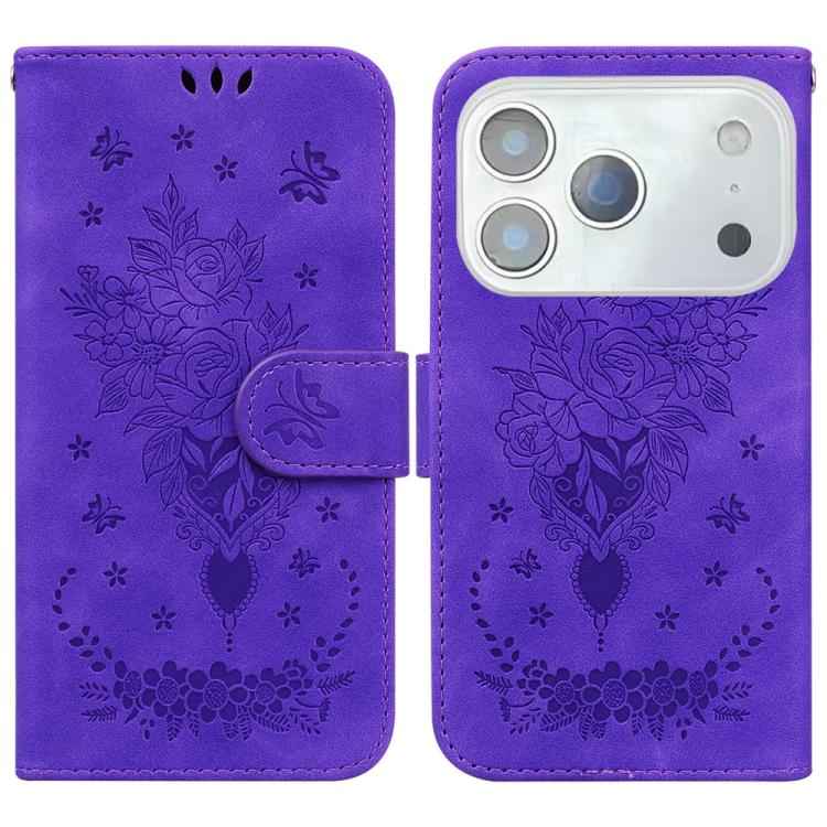 Butterfly Rose Embossed Leather Phone Case