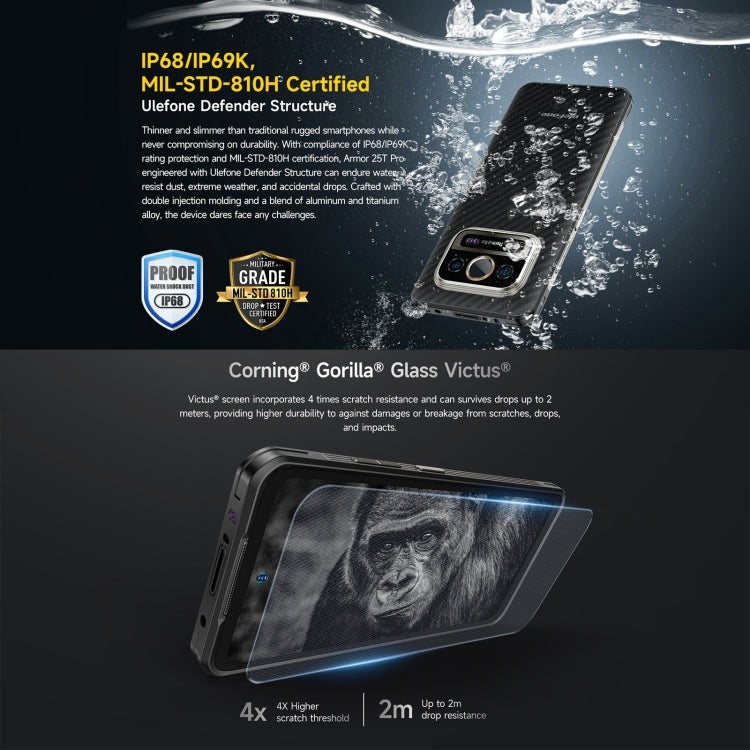 Teléfono robusto Ulefone Armor 25T Pro con imagen térmica, pantalla de 6,78 pulgadas, Android 14, MediaTek Dimensity 6300, red 5G, NFC