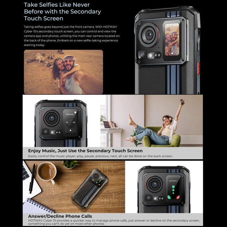 Teléfono robusto HOTWAV Cyber 15 - Resistente al agua IP68/IP69K, pantalla de 6,6", Android 13, MediaTek Helio G99, 12 GB de RAM, 256 GB de almacenamiento, batería de 6280 mAh, 4G, NFC, OTG