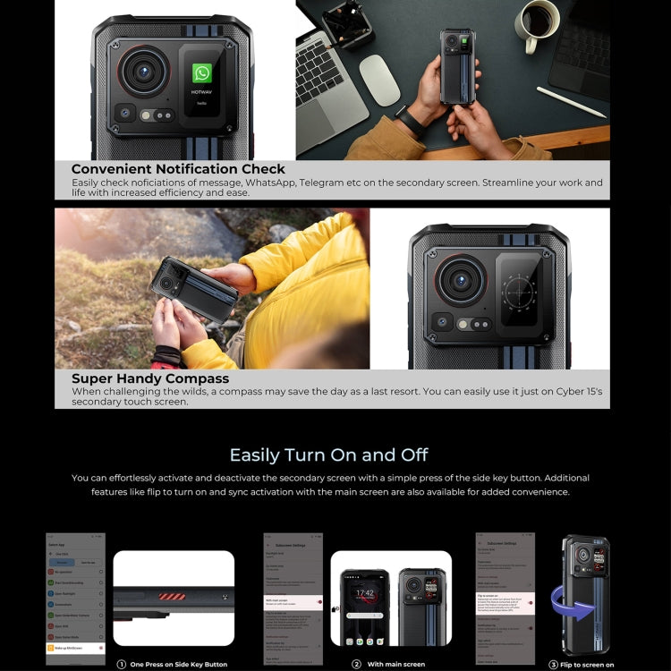 HOTWAV Cyber 15 Rugged Phone - IP68/IP69K Waterproof, 6.6" Android 13, MediaTek Helio G99, 12GB RAM, 256GB Storage, 6280mAh Battery, 4G, NFC, OTG