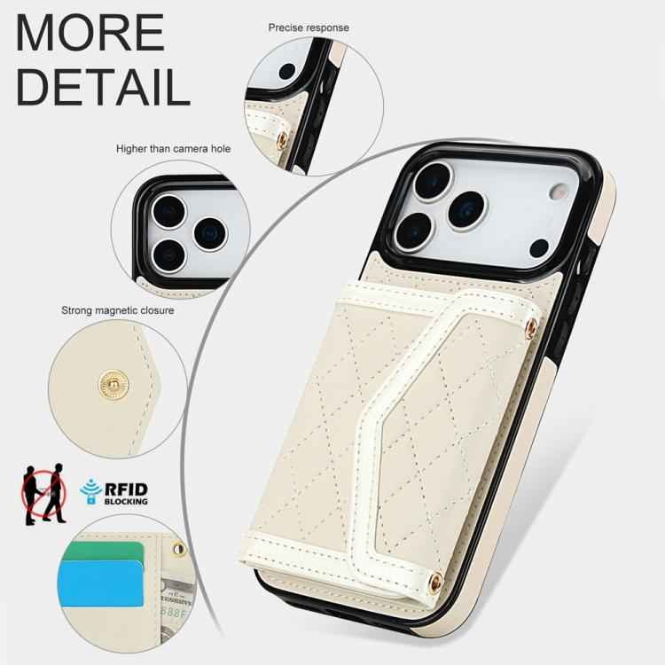 Splicing Rhombic Texture Card Bag Phone Case with Long Lanyard
