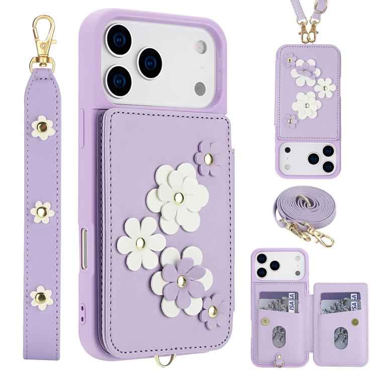 Crossbody Flower Pattern Leather Phone Case