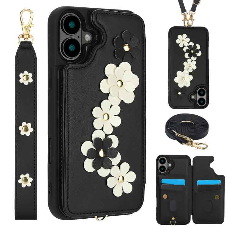 Crossbody Flower Pattern Leather Phone Case
