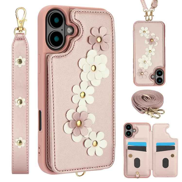 Crossbody Flower Pattern Leather Phone Case