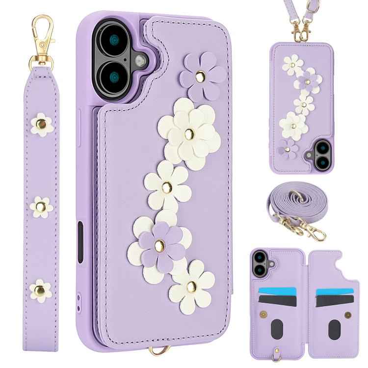 Crossbody Flower Pattern Leather Phone Case