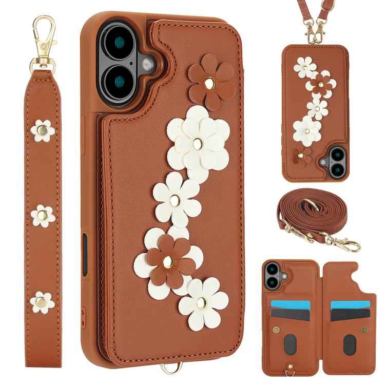 Crossbody Flower Pattern Leather Phone Case