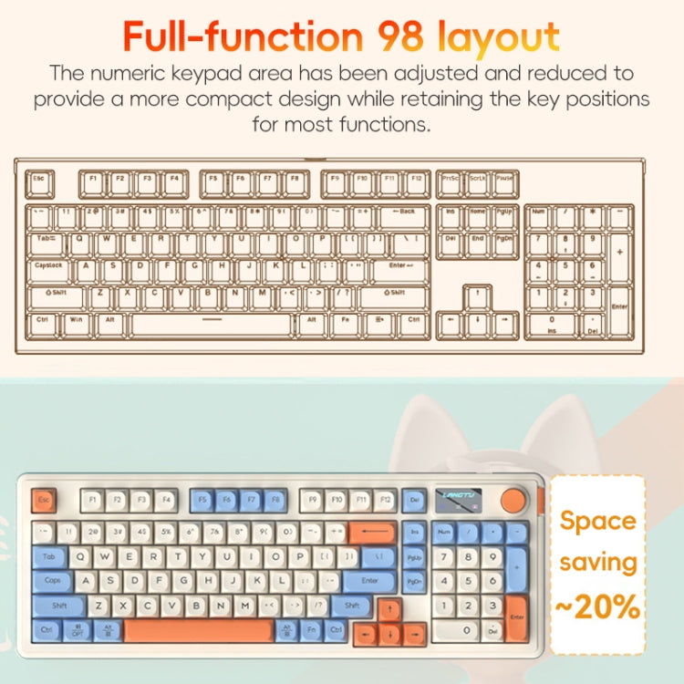 LANGTU L98 Wireless Gaming Keyboard - RGB Tri-mode Mechanical for Ultimate Performance