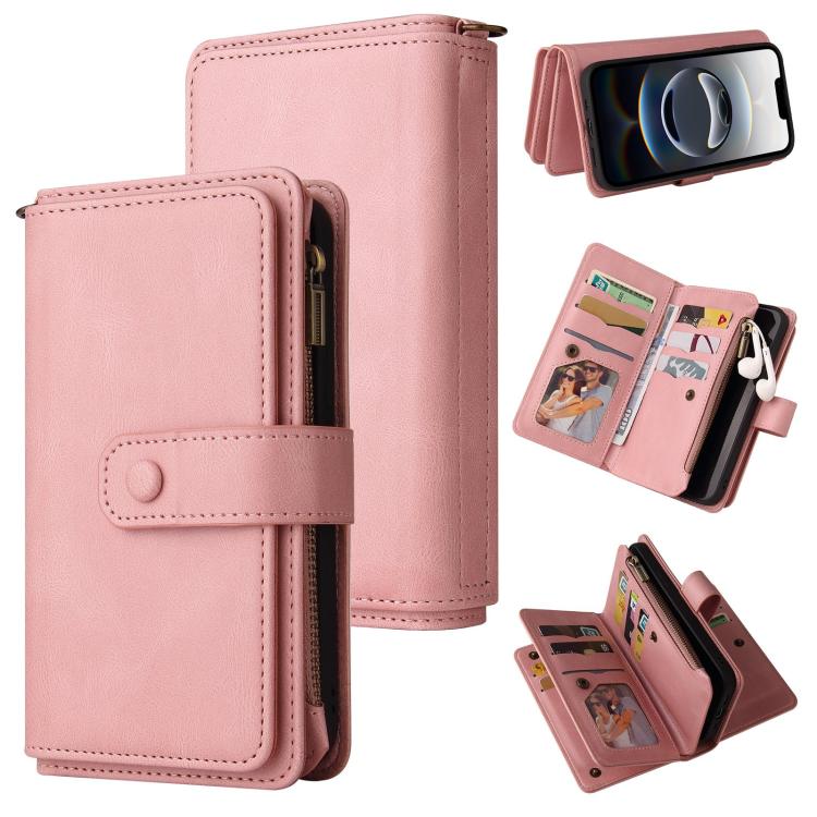 Skin Feel Multi Card Slots Zipper Wallet Leather Phone Case