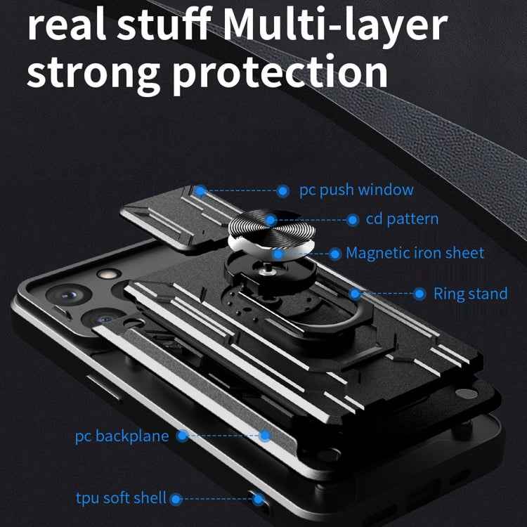 Sliding Camshield TPU+PC Phone Case with Card Slot