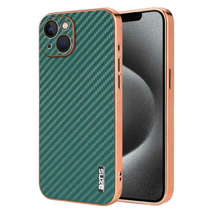 AZNS Electroplated Edge Carbon Fiber Texture Phone Case, For iPhone 13 Pro, For iPhone 13, For iPhone 12, For iPhone 12 Pro Max, For iPhone 12 Pro, For iPhone 11