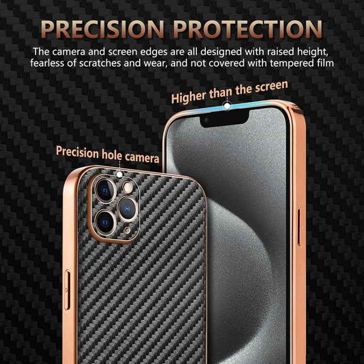 AZNS Electroplated Edge Carbon Fiber Texture Phone Case, For iPhone 11 Pro