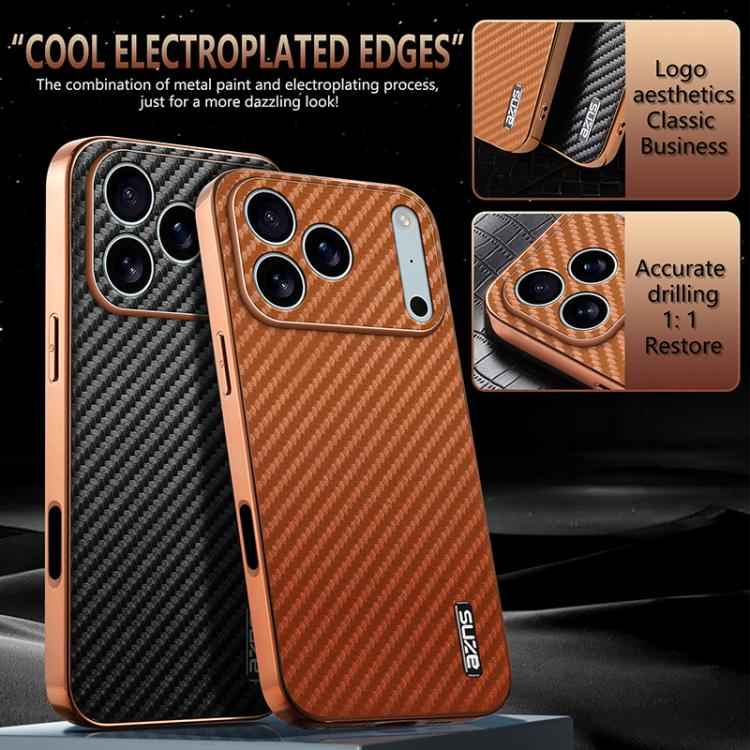 AZNS Electroplated Edge Carbon Fiber Texture Phone Case