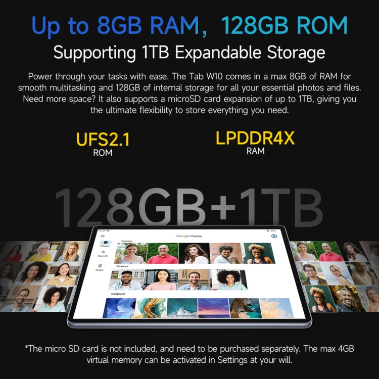 Tableta Ulefone Tab W10 WiFi de 10,1 pulgadas, Android 14, Unisoc T606, ocho núcleos, enchufe de la UE