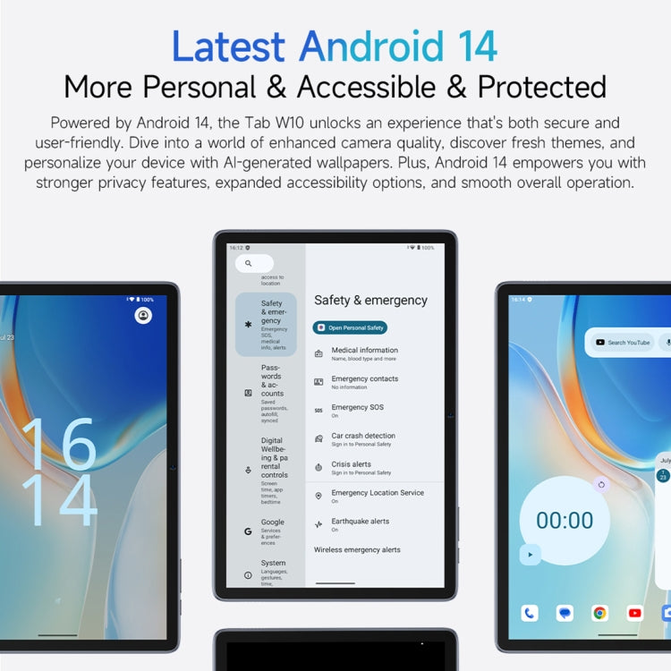 Tableta Ulefone Tab W10 WiFi de 10,1 pulgadas, Android 14, Unisoc T606, ocho núcleos, enchufe de la UE