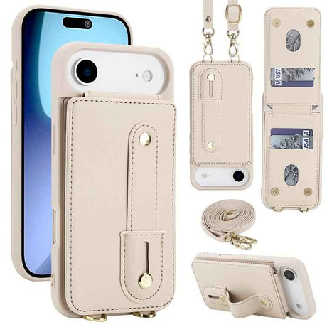 Wristband Vertical Flip Wallet Back Cover Phone Case with Long Lanyard