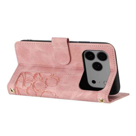 Tulips Embossed Leather Phone Case with Lanyard