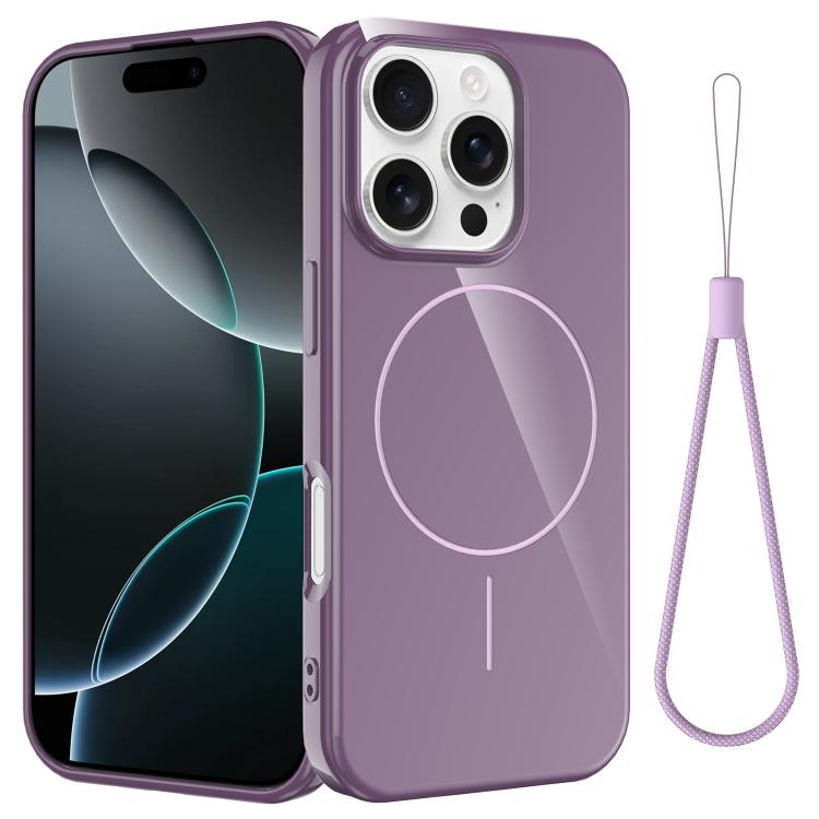 Glossy TPU Shockproof MagSafe Phone Case with Lanyard