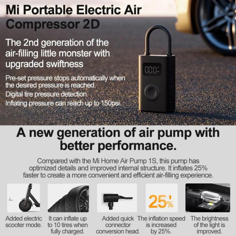 Compresor de aire eléctrico portátil Xiaomi Mijia Air Pump 2D para motocicleta, coche y baloncesto