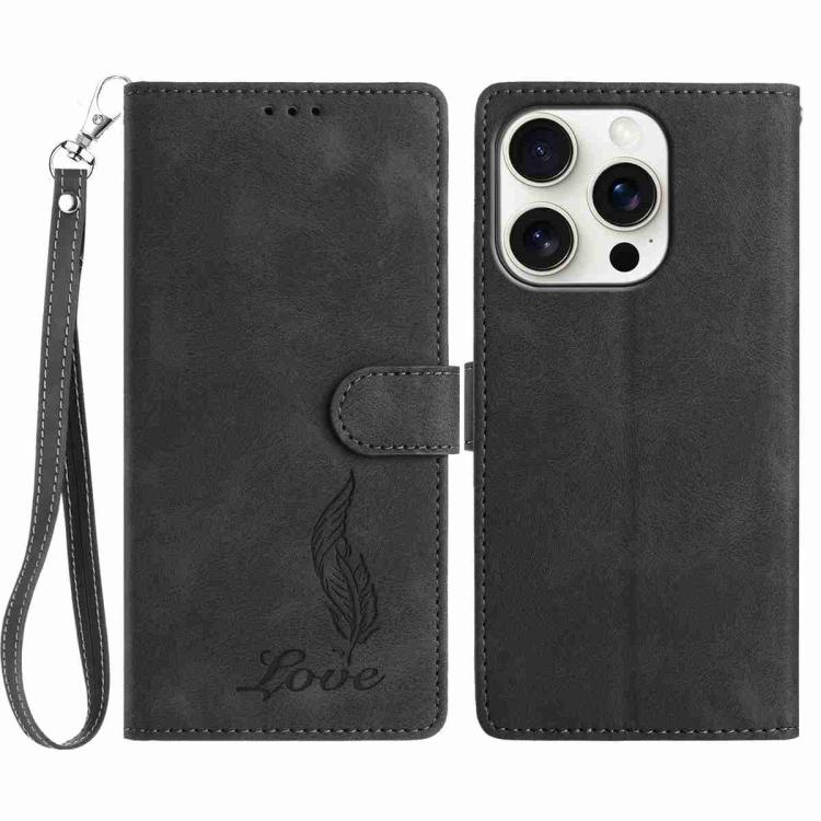Skin Feel Embossed Feather Leather Phone Case