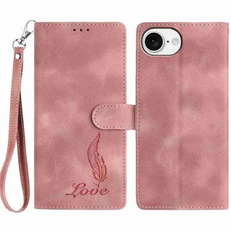 Skin Feel Embossed Feather Leather Phone Case