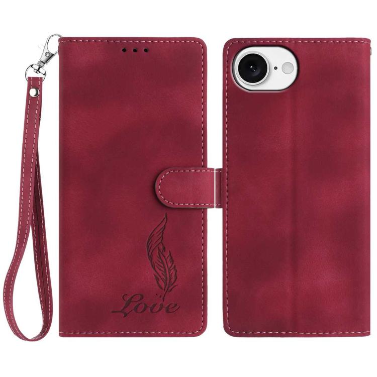 Skin Feel Embossed Feather Leather Phone Case