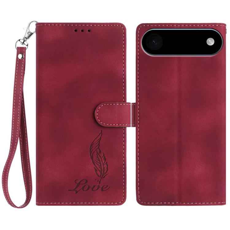 Skin Feel Embossed Feather Leather Phone Case