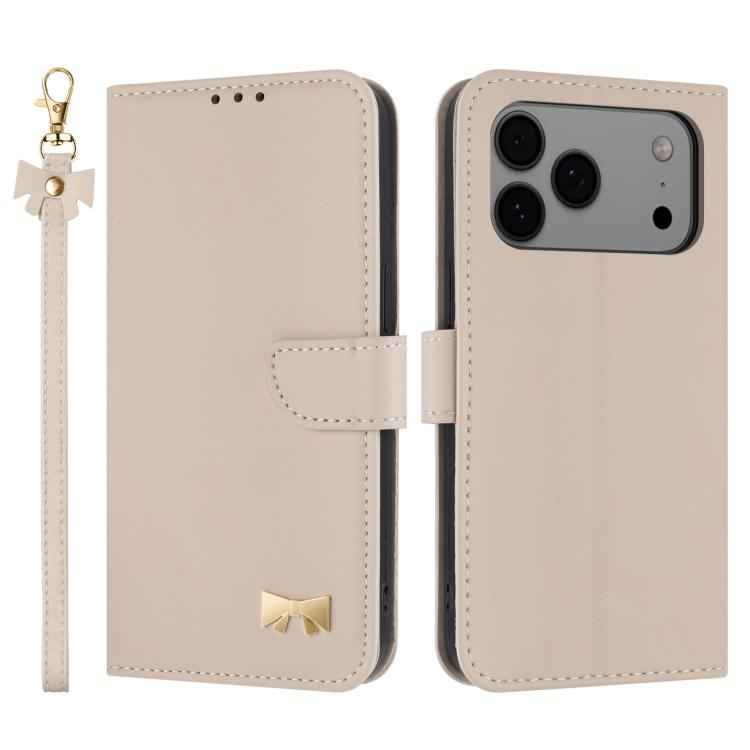Metal Bow Leather Phone Case with Hand Strap