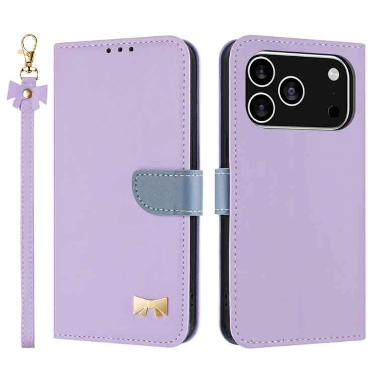 Metal Bow Leather Phone Case with Hand Strap