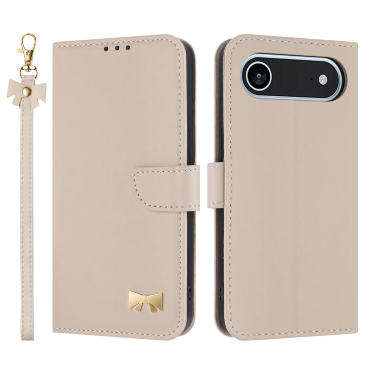 Metal Bow Leather Phone Case with Hand Strap