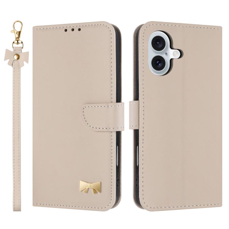 Metal Bow Leather Phone Case with Hand Strap