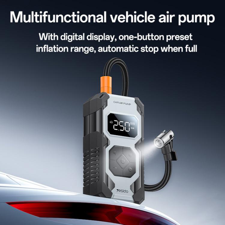 Yesido VC12 7800mAh Multi-function Car Air Pump Car Tires Cordless Tire Inflator - LYDARZ
