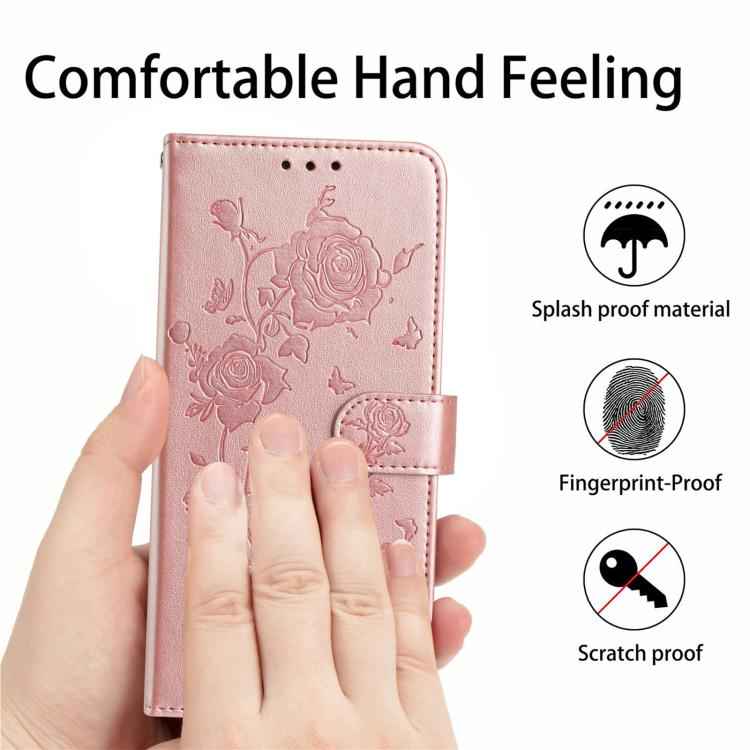 Rose Flower Embossing Pattern Leather Phone Case