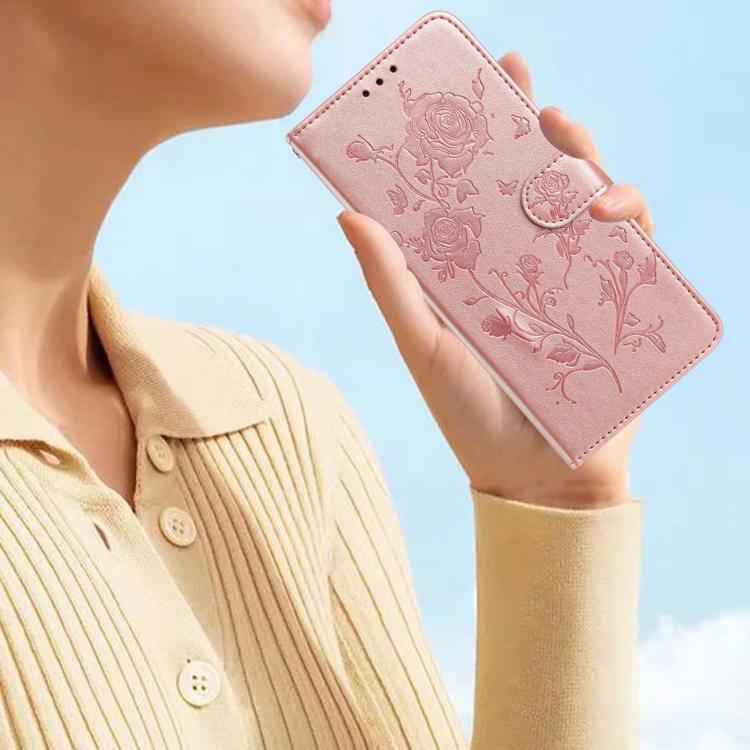 Rose Flower Embossing Pattern Leather Phone Case