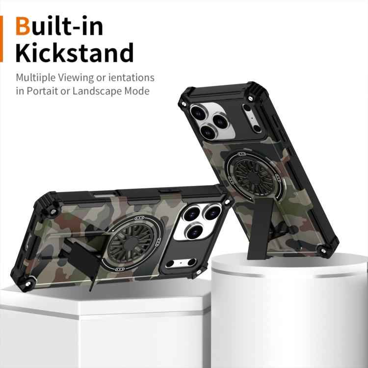 Camouflage Kickstand Rotating Shaft MagSafe Phone Case