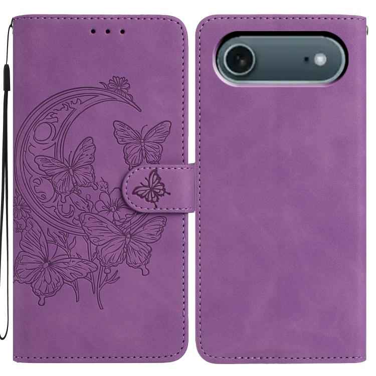 Moonlit Butterfly Dance Pattern Embossed Leather Phone Case