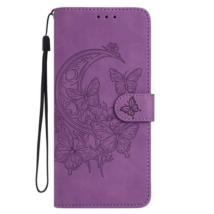 Moonlit Butterfly Dance Pattern Embossed Leather Phone Case