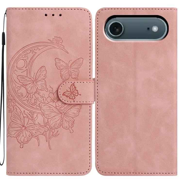 Moonlit Butterfly Dance Pattern Embossed Leather Phone Case