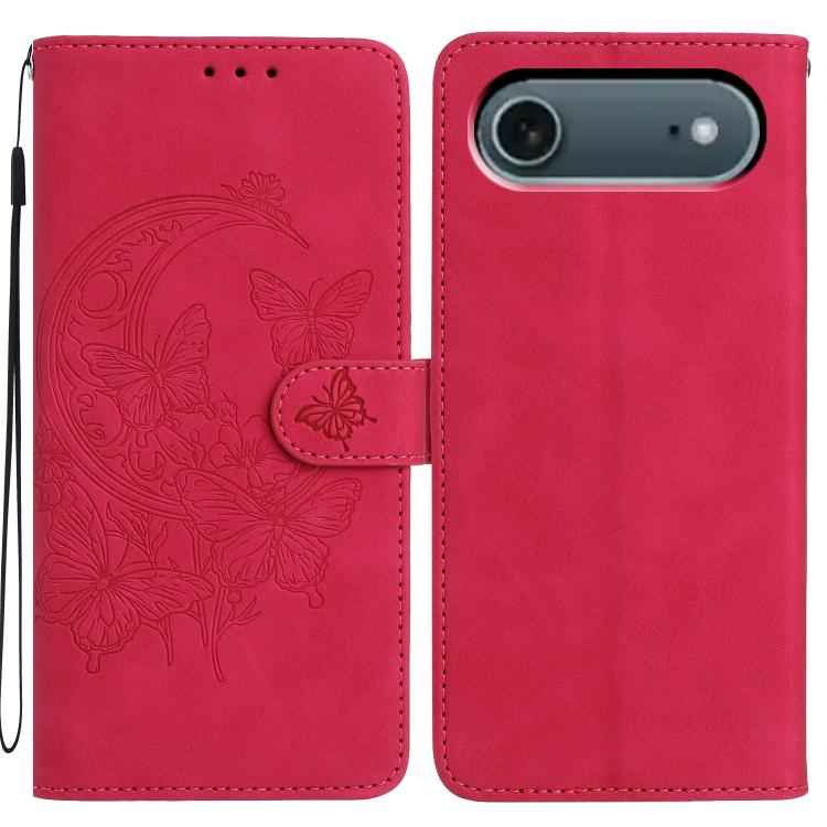Moonlit Butterfly Dance Pattern Embossed Leather Phone Case