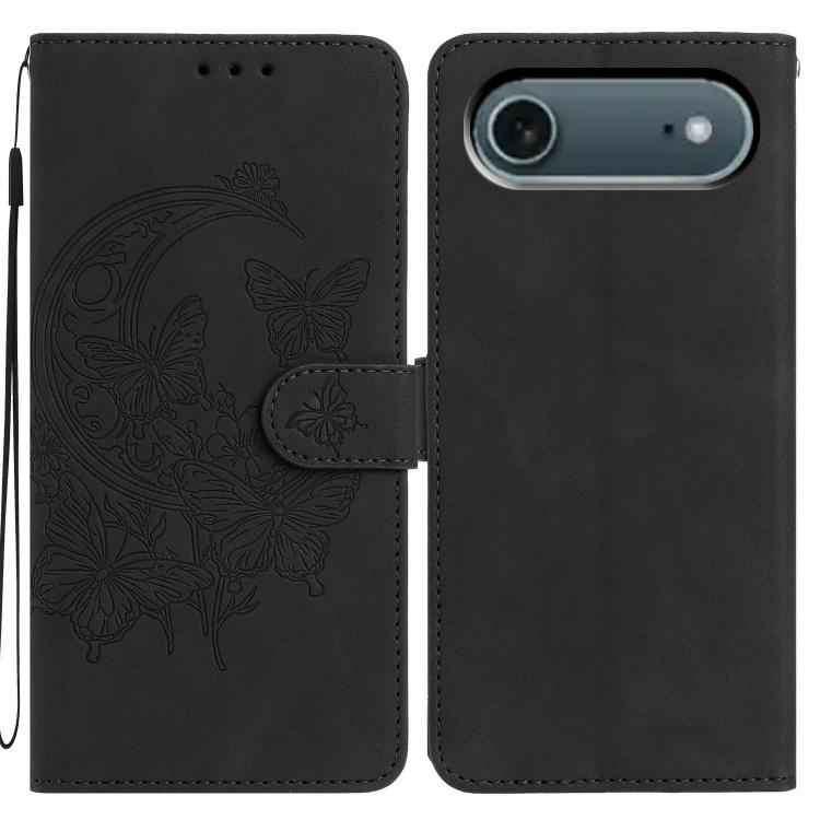 Moonlit Butterfly Dance Pattern Embossed Leather Phone Case