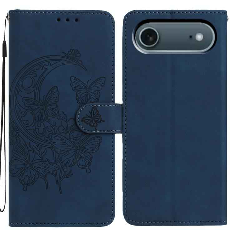 Moonlit Butterfly Dance Pattern Embossed Leather Phone Case